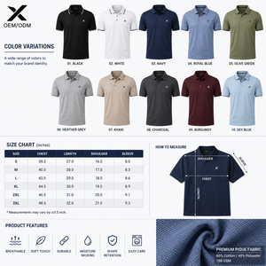 Polo décontracté à manches courtes pour homme X Sports City, couleur unie, respirant, mélange polyester-coton, tendance quatre saisons - Product Image 6