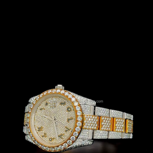 นาฬิกาอัตโนมัติแบบสองสีทองประดับเพชรโมอิสซาไนต์ VVS1 เต็มหน้าปัด คุณภาพพรีเมียม หรูหรา - Product Image 2