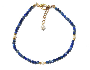 Pulsera de Lapislázuli con Perlas de Agua Dulce, Chapada en Oro, Plata 925, Joyería Minimalista para Uso Diario de Mujer - Product Image 1