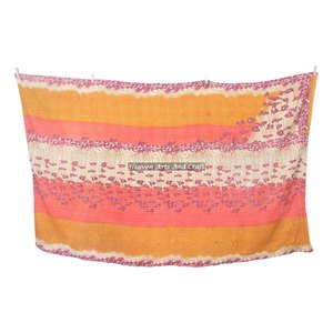 Kantha Blanket, Boho Throw Soft Pastel Colors Heavy 5 To 7 Layer Cotton Kantha Handmade <b>Quilt</b> Indian Reversible Hand Stitched - Product Image 3