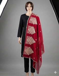 Tela de Voile de Algodón Índigo Floral de Alta Calidad, Transpirable, con Bordado y Pedrería, para Confección de Prendas Elegantes para Mujer, Uso Diario - Product Image 3