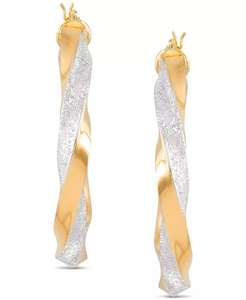 Pendientes de aro Twist Medium en Plata de Ley y Placa de Oro 14K-1,57 "| Macy's - Product Image 3
