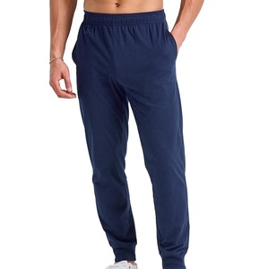 Men's Navy Blue Cotton Sweatpants Elastic Waist Side Pockets Casual <b>Joggers</b> Autumn Wear Custom Logo - Product Image 1