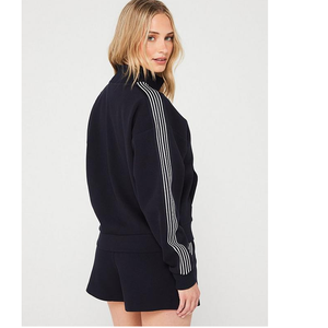 Unisex <b>Black</b> <b>Fleece</b> Bomber <b>Jacket</b> With Embroidery Logo Zipper Closure Sporty Style Spring Wear - Product Image 4