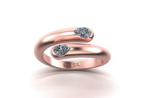 Anillo exclusivo de oro y plata para mujer, tono amarillo, blanco y rosa, con moissanita CVD, piedra de color CZ VVS2 D, forma de pera, 0.50 quilates, brillo. - Product Image 2