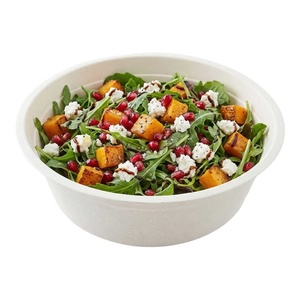 Bol jetable en bagasse de canne à sucre non blanchie avec couvercle, pour livraison à emporter, 32 oz, emballage alimentaire durable et biodégradable - Product Image 1