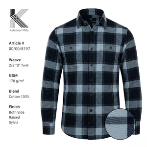 เสื้อเชิ้ตผ้าฟลานเนลทอลายตารางสำหรับผู้ชาย พรีเมียม เนื้อหนา 100% ผ้าฝ้ายย้อมเส้นด้าย ทอลายทวิล  ผ้าเนื้อนุ่ม ใส่สบายในฤดูหนาว รับผลิตแบบ ODM และ OEM - Product Image 1