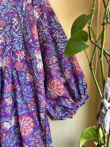 Vestido Maxi Estampado a Mano, Túnica Informal de Algodón con Estampado Floral para Mujer, Vestido Largo con Bordado Floral - Product Image 4