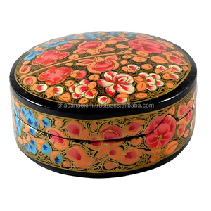 Élégante boîte à bibelots ronde en papier mâché – Rangement durable pour bijoux (bagues et clous d'oreilles) avec bords lisses - Product Image 5