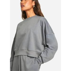 Sudadera de Alta Gama para Mujer, Talla Europea 2026, OEM/ODM, Corte Holgado, 250GSM, Bolsillo Lateral, Hombros Caídos, Estilo Universitario - Product Image 5