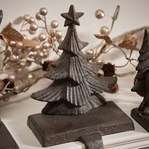 Arbre porte-bas de Noël arbre de Noël en fonte décoratif cheminée porte-bas porte-bas de Noël - Product Image 1