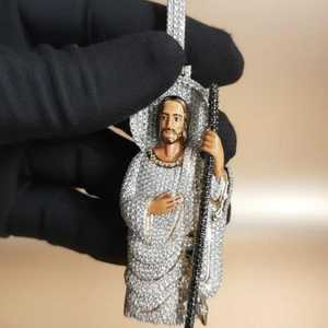 Pendentif religieux chrétien Jésus entièrement serti de pierres, en argent sterling 925, bijoux de luxe hip-hop bling, moissanite, rhodium, or - Product Image 5