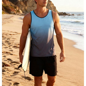 Débardeurs personnalisés respirants en polyester/coton pour hommes, vente en gros, pour la gym, le fitness, l'entraînement, sans manches, vêtements de sport, OEM - Product Image 4