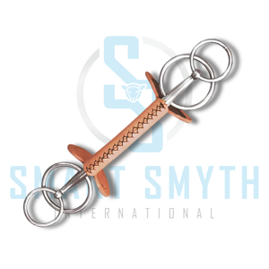 Bocado de acero inoxidable para caballo con protectores de cuero |   Bocado de Conducción para Caballos |   Equipo de Equitación - Product Image 1
