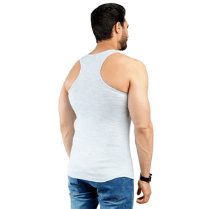 Men's Solid Color Cotton Tank Top O-Neck Casual Knitted <b>Vest</b> Eco-Friendly Breathable High Street Light Gray - Product Image 3