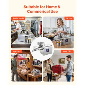 Máquina Prensa de Aceite de 750W, Capacidad de 8.27 LBS/H, Extractor de Aceite Eléctrico Automático para Uso Doméstico y Comercial, 122F - Product Image 6