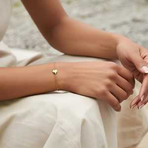 New Arrival <b>Solid</b> 925 Sterling <b>Silver</b> 18K Gold Plated 10mm Puffy Heart Chain <b>Bracelet</b> For Women Delight Luxury Jewelry Supply - Product Image 4