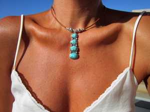 Pendentif Turquoise en Argent Sterling, Breloque Perlée, Style Bohème, Fait Main, Vintage, Bijou de Fiançailles NIKHIL GEMS, Unisexe, Sertissage Clos - Product Image 2