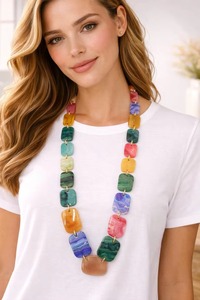 Collar de Resina Hecho a Mano, Forma Irregular, Multicolor, Joyería de Moda, Collar de Resina Artesanal, Arte de Moda - Product Image 6