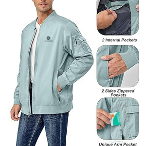 Trendy <b>Men</b> Bomber <b>Jacket</b> Casual Zip Front Stylish Street Fashion <b>Lightweight</b> Outerwear Winter <b>Jackets</b> - Product Image 3
