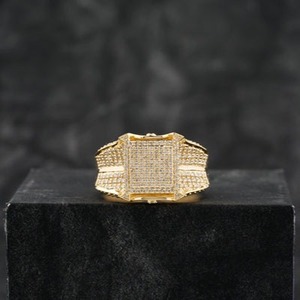 Hot Selling VVS Moissanite 925 Sterling Gold-Plated Wedding Engagement <b>Ring</b> HipHop Style Diamond Main <b>for</b> <b>Men</b> & Women Gift Ideas - Product Image 1