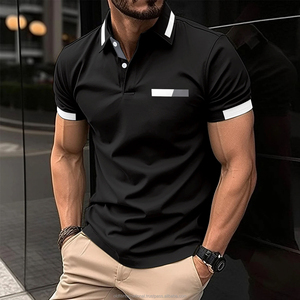 Polo homme slim fit de luxe, décontracté, manches courtes, coton respirant, élégant, moderne, haute qualité, streetwear - Product Image 5