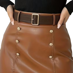 Faldas Mini de PU de Cintura Alta, Holgadas y Cómodas, de Moda Urbana, de Alta Calidad, Ecológicas para Mujer - Product Image 6