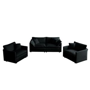 Set da Soggiorno Salvaspazio in 3 Pezzi Include 2 Poltrone e Divano a 2 Posti con Braccioli e Cuscini Decorativi di Ca - Product Image 3