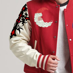 Chaqueta Letterman Roja y Blanca para Hombre, 100% Lana, con Cierre Triple, Diseño de Letra G Bordada, Estilo Preppy, Ropa de Invierno - Product Image 2