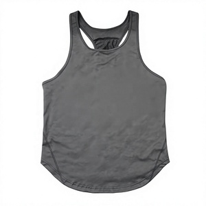 Débardeur de sport noir Alitza pour homme, col rond, couleur unie, respirant, avec ourlet incurvé, idéal pour la musculation et le style décontracté urbain - Product Image 2