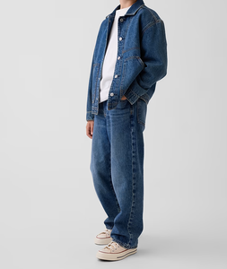 Salopette en jean bleu unisexe Dangri, coupe classique, jambes larges, vêtements décontractés pour enfants - Product Image 4