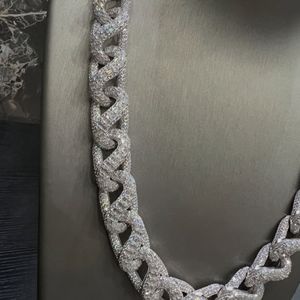 Iced Out Moissanite <b>Statement</b> <b>Necklace</b> 925 Silver Rhodium Plated Link Chain Luxury Unisex Everyday Wear - Product Image 2