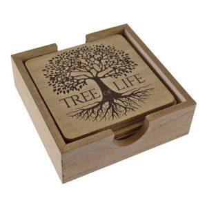 Ensemble de sous-verres carrés en bois de manguier faits à la main avec support, sous-verres écologiques en bois pour tasses à café, verres à vin, décoration de la maison, cadeau - Product Image 2
