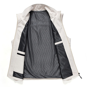White Color Men's <b>Softshell</b> Vests Breathable Waterproof Zipper Stand Collar 250 GSM Winter Outdoor Sleeveless <b>Softshell</b> <b>Gilets</b> - Product Image 5