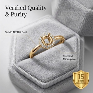 แหวนหมั้นแบบเซมิเมทัลลิกทรงเวโรนา ขอบทองคำขาว 18k จากโรงงานโดยตรง สำหรับเพชรทรงกลม ขั้นต่ำ 1 วง - Product Image 3