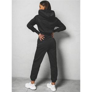 Women’s Breathable Cropped <b>Zip</b> <b>Up</b> Hoodie & Pant Set Women’s Lightweight & Comfortable Fit Zipper Tracksuit Set For Outdoor Sport - Product Image 3