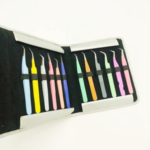 Stainless Steel Eyelash Extension Tweezers <b>Set</b> with Pink and Gold Fiber Tips Anti-Magnetic & Durable for Volume Lash Extensions - Product Image 3