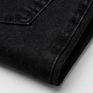Jeans de Mezclilla Negros para Hombre, Corte Recto, Cintura Media, Estilo Hip Hop, Casual, de Algodón, para Otoño - Product Image 4