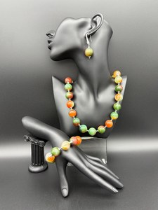 Natural Ethiopian Fire <b>Opal</b> Sterling Silver Victorian Multi Fire <b>Necklace</b> Bracelet Earrings Large Colorful Strip Handmade - Product Image 6