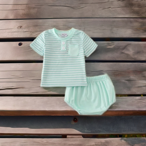 Juego de bombachos de algodón suave con rayas de menta para niños, comodidad diaria y estilo para los más pequeños - Product Image 4