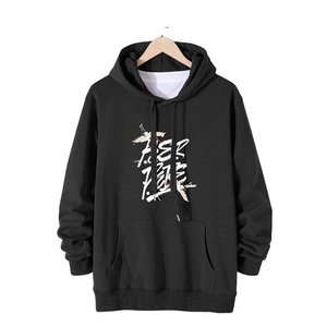 Sweat-shirt à capuche décontracté pour homme en gros, avec impression personnalisable, 100% coton molletonné, design court, streetwear - Product Image 6