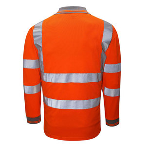 Chemises polo de sécurité haute visibilité avec bandes réfléchissantes, manches longues pour hommes, chemises polo de sécurité pour ouvriers du bâtiment - Product Image 6