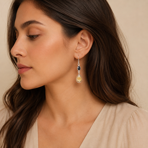 Natural Citrine <b>Black</b> Onyx 925 Sterling Silver <b>Dangle</b> <b>Earrings</b> Natural Faceted Gemstone Drop <b>Earrings</b> Handmade Jewelry Gift Her - Product Image 4