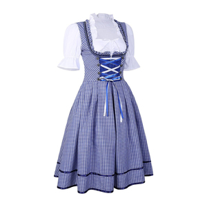 Robe Dirndl décontractée personnalisée, imprimée, lavable et respirante pour femme, broderie allemande Oktoberfest, unie, longueur genou, demi-manches - Product Image 2