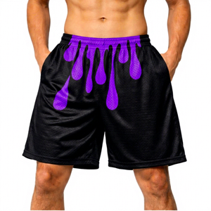 Men Black <b>Shorts</b> Red Print Elastic Waist <b>Quick</b> <b>Dry</b> <b>Shorts</b> - Product Image 3