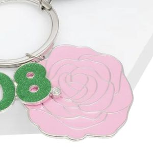 Llavero y Clip para Bolso con Flor Rosa y Verde 1908, Accesorio Decorativo de Moda para Mujer, Regalo para Bolso de Mano, Viajes y Uso Diario - Product Image 4