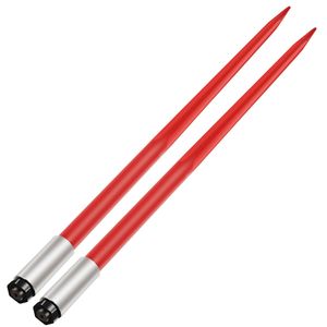Coppia di lance per balle di fieno quadrate da 49 pollici, rivestite in rosso, da 1 3/4 pollici, con attacco rapido, per macchine edili, capacità 3000 libbre - Product Image 5