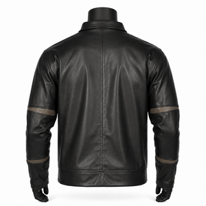 Veste en cuir synthétique pour homme sur mesure, avec empiècements contrastés, fermeture éclair, style streetwear décontracté, color blocking, OEM, marque privée - Product Image 2
