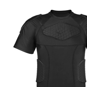 Customized Adults Men's Slim <b>Padded</b> Compression <b>Shirt</b> Eco-Friendly Breathable Anti-Bacterial Fabric Protective Rib Chest - Product Image 4