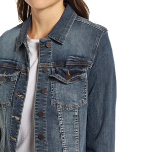 Veste en jean réversible coupe droite coupe régulière en denim bleu marine pour femme, coupe ajustée, coupe-vent - Product Image 5